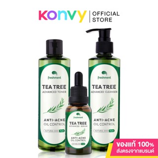 Freshment Set 3 items Tea Tree Advanced Serum 30g + Toner 260g + Cleanser 260g เฟรชเม้นท์ เซทลดสิว 3 ชิ้น.