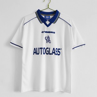 เสื้อกีฬาแขนสั้น ลายทีมชาติฟุตบอล Chelsea 1998 00 ชุดเยือน สีขาว สไตล์เรโทร สําหรับผู้ชาย