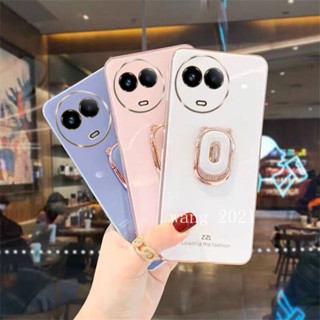 พร้อมส่ง ใหม่ เคสป้องกันโทรศัพท์มือถือ แบบนิ่ม ชุบไฟฟ้า ขอบตรง ลายหมี สําหรับ Realme 11 11 C51 NFC 4G 5G 2023 11 C51 NFC 4G