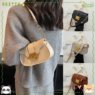 Nextth กระเป๋าถือ กระเป๋าสะพายไหล่ หนัง PU แบบพกพา สีพื้น สําหรับสตรี