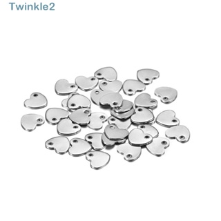 Twinkle จี้หัวใจเปล่า สเตนเลส สีเงิน 6.5x7 มม. สําหรับทําเครื่องประดับ สร้อยข้อมือ 100 ชิ้น