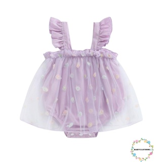 Babyclothes- ชุดจั๊มสูทรอมเปอร์ แขนกุด ผ้าตาข่าย ลายดอกไม้ สําหรับเด็กทารกแรกเกิด เด็กวัยหัดเดิน ฤดูร้อน