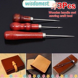 ❀WISDOMEST❀ 1 ชุดเครื่องมือเย็บผ้าจับไม้ DIY เต็นท์หนังเย็บ Awl Pin Punch Hole Repair เครื่องมือ Hand Stitcher Leathercraft เข็ม