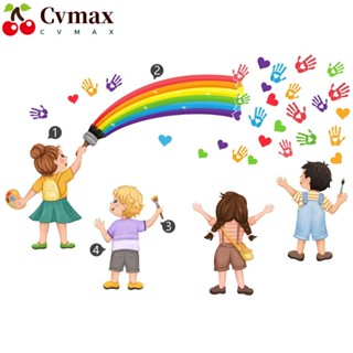 Cvmax สติกเกอร์ติดผนัง ลายรอยมือ ขนาดเล็ก สีสันสดใส คําคมสร้างแรงบันดาลใจ สําหรับเด็ก