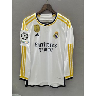 เสื้อกีฬาแขนยาว ลายทีมฟุตบอล Real Madrid 23-24 ชุดเหย้า