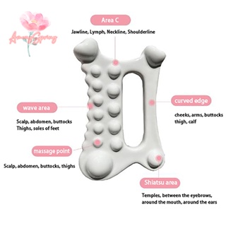 Amongspring&gt; แผ่นขูดเซรามิค สีขาว แบบมือถือ สําหรับนวดใบหน้า และร่างกาย