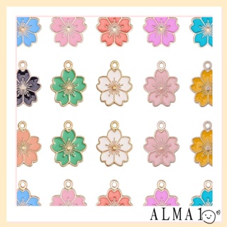 Alma จี้ดอกไม้ อัลลอย สีชมพู สีแดง สีฟ้า สีดํา สีขาว และเคลือบ จี้ดอกไม้ เครื่องประดับ สําหรับผู้หญิง