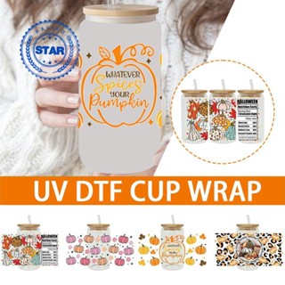 สติกเกอร์ UV DTF พิมพ์ลายคริสต์มาสและฮาโลวีน สําหรับตกแต่งแก้วน้ํา DIY✨D T4I3