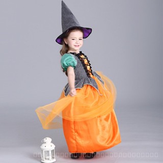 [0717]JHLQ-COS-G Halloween New Girls Dress Play Pumpkin Princess Dress Pumpkin Dress Childrens Party Play Costume girl  princess dress  10LG