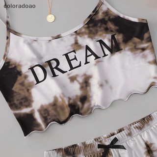 Crd ใหม่ ชุดเสื้อสายเดี่ยว กางเกงขาสั้น ทรงหลวม สีมัดย้อม เซ็กซี่ แฟชั่นสําหรับสตรี สองชิ้น เหมาะกับการเล่นกีฬา ZXH
