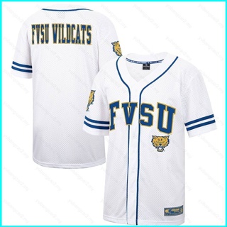 เสื้อคาร์ดิแกนเบสบอล พลัสไซซ์ ลายการ์ตูน Fort Valley State Wildcats Jersey Button-Down