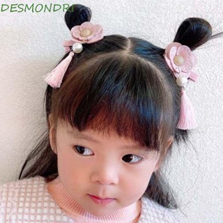 Desmondri ปิ่นปักผม ประดับโบว์ พู่ ดอกไม้ สไตล์จีน ตรุษจีน เจ้าหญิง เครื่องประดับผม สําหรับเด็ก