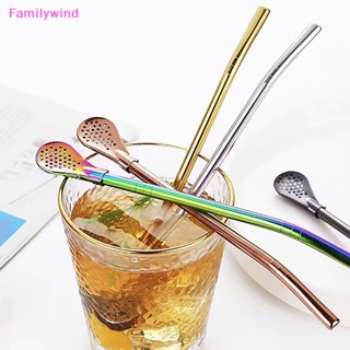 Familywind&gt; หลอดดูดนม สเตนเลส โลหะ ใช้ซ้ําได้ สําหรับผสมนม ชา กาแฟ บาร์ ปาร์ตี้