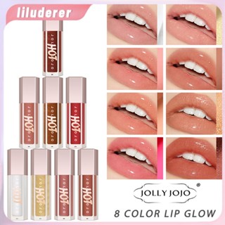 Jollyjojo แปดสีโปร่งใสลิปกลอส Moisturizing Mirror Lip Glaze Lip Oil กันน้ำแต่งหน้า HO