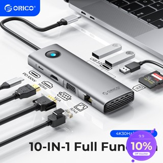 Orico อะแดปเตอร์ฮับ Type C เป็น 4K30Hz HDMI USB 3.0 RJ45 PD100W สําหรับ Macbook Pro แล็ปท็อป(PW11)