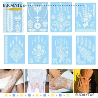 Eutus สติกเกอร์รอยสัก เฮนน่า ลูกไม้ ดอกไม้ กันน้ํา สีขาว แบบใช้แล้วทิ้ง เหมาะกับฤดูร้อน