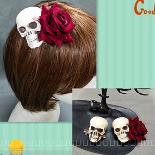 0908WSJ Super Special Halloween Ghost Funny Skull Rose Barrettes Side Clip NN80