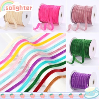 SOLIGHTER ริบบิ้นกํามะหยี่ ขนาด 10 มม. สําหรับตกแต่งช่อดอกไม้ บรรจุภัณฑ์ ของขวัญ 50 หลา