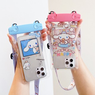 กระเป๋ากันน้ํา IPX8-6.8 นิ้ว ลายการ์ตูน Cinnamoroll Purin สําหรับว่ายน้ํา ดําน้ํา