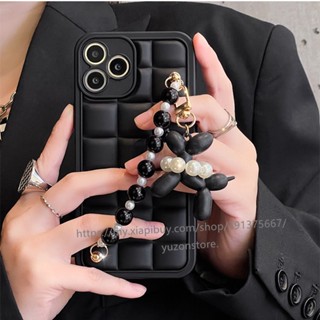 Phone Case Realme C51 C53 C55 C35 C33 C31 C30 C30s ใหม่ เคสโทรศัพท์มือถือแบบนิ่ม กันกระแทก แต่งไข่มุก พร้อมสายคล้อง และที่ตั้งวาง พกพาง่าย ลายสก๊อต แฟชั่น สําหรับ