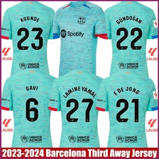 Yp2 2023-2024 เสื้อยืดแขนสั้น พิมพ์ลาย Barcelona Third Away Yamal Jong Gavi Gundogan Kounde Jersey พลัสไซซ์ PY2