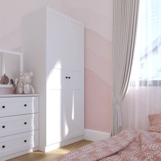 [กทม. 3-5 วัน ส่ง] SB Design Square ตู้เสื้อผ้าบานเปิด รุ่น Moneta สีขาว (90x57x200 ซม.) แบรนด์ KONCEPT FURNITURE