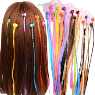 Mocho 6 ชิ้น / เซต เด็กผู้หญิง ที่มีสีสัน วิกผม ปาร์ตี้ หวานตรง สังเคราะห์ ผม อุปกรณ์ต่อผม คลิปบนเด็ก เด็ก บิด ถักเปีย หมวกกันน็อก