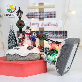 Tarsureth บ้านต้นคริสต์มาส เรซิน รูปสโนว์แมน เรืองแสง ขนาดเล็ก ของขวัญคริสต์มาส สําหรับตกแต่งบ้าน