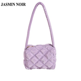 Jasmin NOIR กระเป๋าสะพายไหล่ กระเป๋าถือ ผ้าไนล่อน ลายสก๊อตน่ารัก สําหรับสตรี