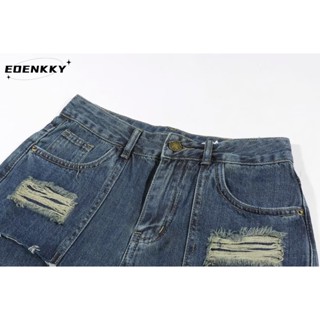 EOENKKY กางเกงขายาว กางเกงยีสน์ผู้หญิง ทรงหลวม ๆ ตรง Retro Hip Hop Pants 2023 NEW Style WNK2390T8A 37Z230912