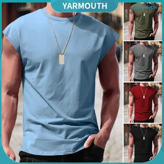 Yyr--เสื้อยืดแขนกุดลําลอง คอกลม ใส่สบาย ระบายอากาศ สีพื้น เหมาะกับฤดูร้อน สําหรับผู้ชาย