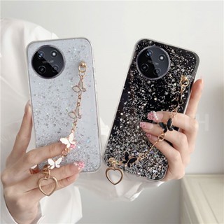 พร้อมส่ง ใหม่ เคสโทรศัพท์มือถือ ซิลิโคนนิ่ม ใส กันกระแทก แต่งกลิตเตอร์ดาว ระยิบระยับ พร้อมสร้อยข้อมือผีเสื้อ สําหรับ Realme 11 NFC 4G 5G REALME11 Pro 11 Pro+ Realme11Pro