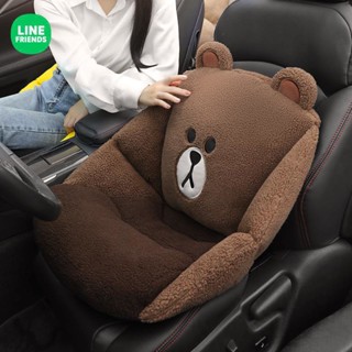 Brown Bear Winter Plush Car Cushion Backrest Integrated Internet Celebrity Single Piece Thermal Seat Cushion Seat Cushion Lumbar Support Pillow Cushion Cute car seat cushion  car interior products