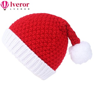 Lveror หมวกถักไหมพรม ปอมปอมนิ่ม สีแดง สําหรับแม่ และลูก คริสต์มาส