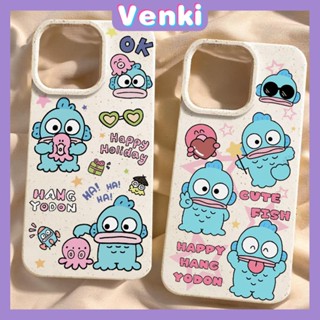 VENKI - เข้ากันได้สำหรับ เคสไอโฟน เคสไอโฟน11 เคส iphone 11 กรณีเป็นมิตรกับสิ่งแวดล้อมย่อยสลายได้สีขาวกรณีกันกระแทกน่ารักสีฟ้าปลาการ์ตูนปลาหมึกยักษ์เข้ากันได้กับ iPhone 14 PRO MAX 13 PRO MAX 12 11 PRO MAX XR XS 7 8