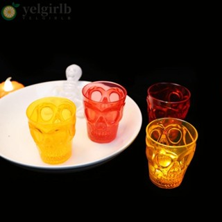 Yelgirlb แก้วค็อกเทลไฟฟ้า Led พลาสติก เรืองแสง สําหรับตกแต่งบ้าน ปาร์ตี้ฮาโลวีน DIY