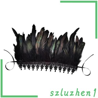 [Szluzhen1] ผ้าคลุมไหล่ ประดับขนนก สไตล์โกธิค สําหรับปาร์ตี้เวที