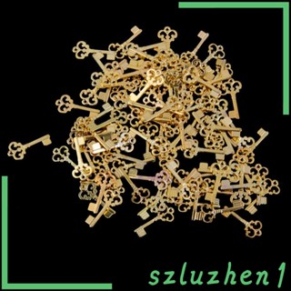 [Szluzhen1] จี้กุญแจโลหะอัลลอย แบบกลวง สีทอง ขนาด 22 มม. X10 มม. สําหรับของขวัญ 100 ชิ้น