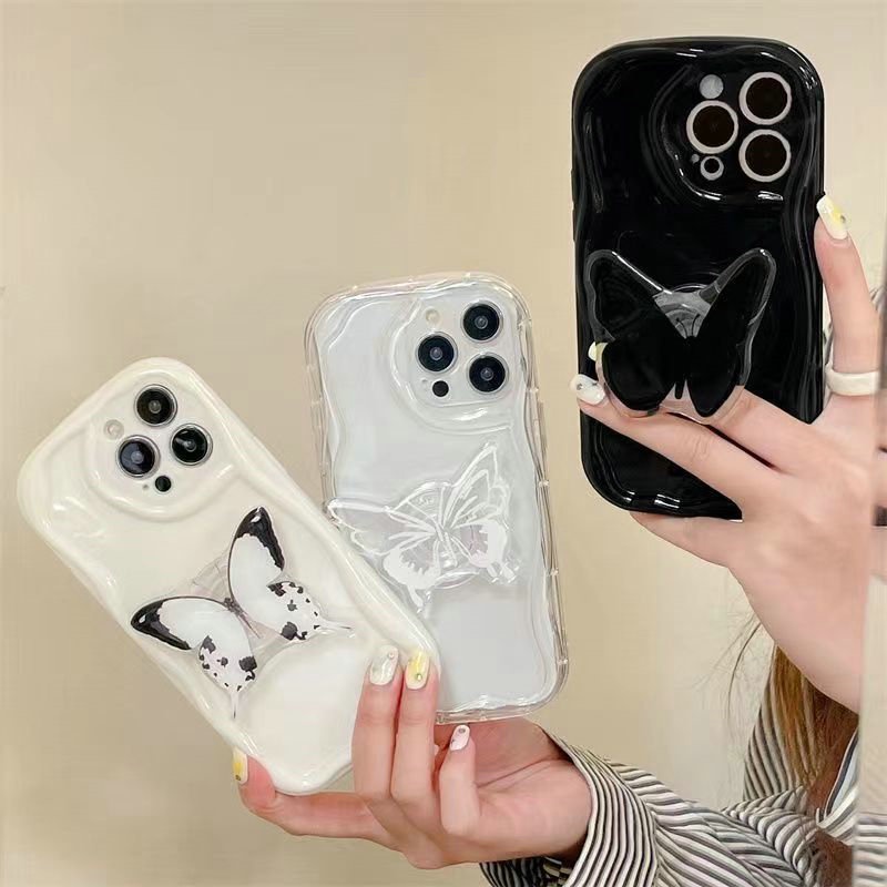 AYX| เคส สำหรับ Realme X GT GT2 GT3 Neo 2 5 SE 2T 3T Soft Silicone Water Rippe Simple Phone Case With Butterfly Holder