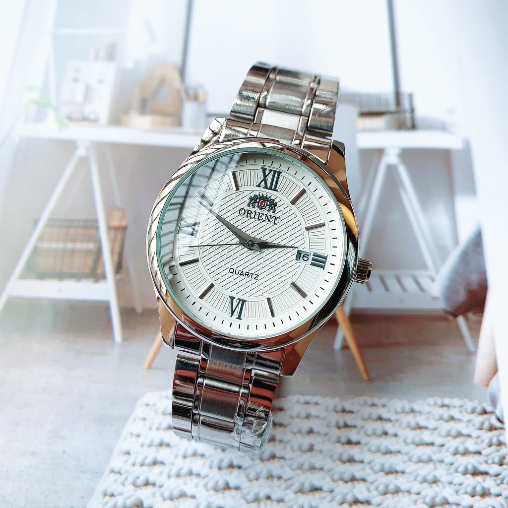 Orient Watch สายนาฬิกาข้อมือสเตนเลส พื้นผิวกระจกนิรภัย สีขาว