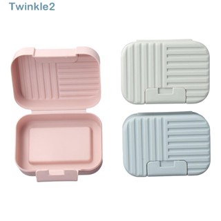 Twinkle ที่วางสบู่ 3 สี พร้อมฝาปิด แบบพกพา สําหรับเดินทาง 3 ชิ้น