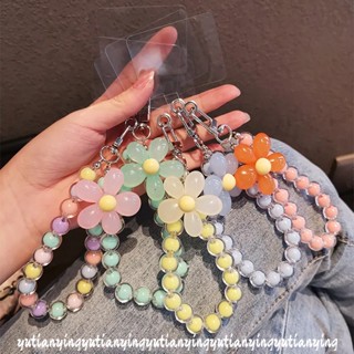 สายคล้องโทรศัพท์มือถือ ลายดอกไม้ เนื้อเจลลี่ กันหาย แบบสั้น พร้อมจี้พวงกุญแจ สําหรับผู้หญิง