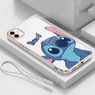 เคส TPU นิ่ม เคลือบเงา ขอบสี่เหลี่ยม ลายมอนสเตอร์ Stitch สําหรับ Samsung Galaxy A04e A04 A04s A02s A03s