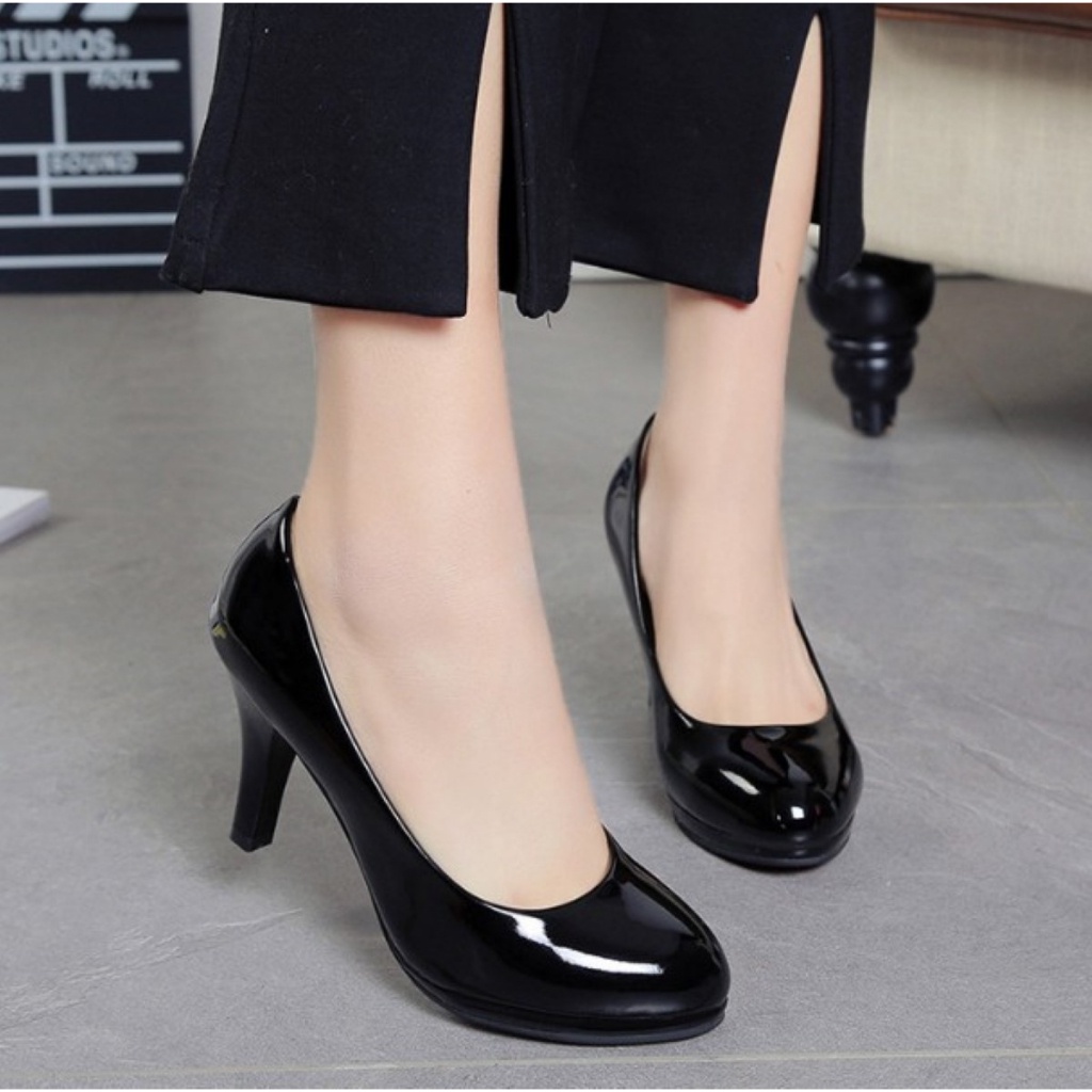 900Shop📌รองเท้าคัชชูส้นเข็ม หนังแก้ว สูง 3 นิ้วครึ่ง 4 สี เบอร์ 34-42 (114)