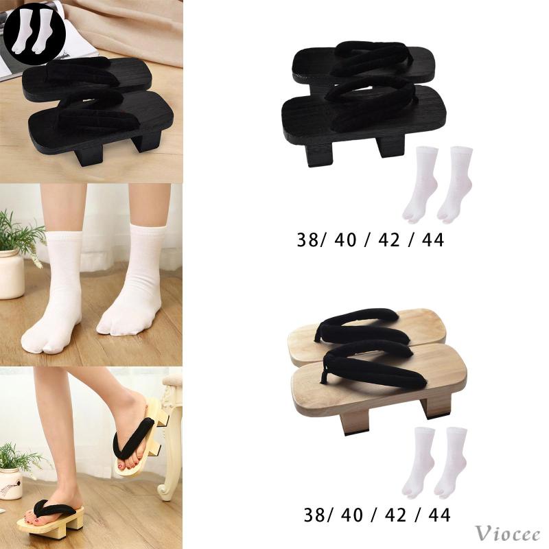 [Viocee] อุดตันไม้ญี่ปุ่น, รองเท้า Geta ญี่ปุ่น, รองเท้าแบบพกพาในร่มและกลางแจ้ง, รองเท้าแตะที่สะดวกสบายสําหรับ V