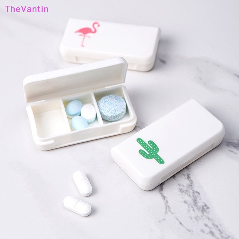 Thevantin กล่องตลับยา 3 ช่อง พลาสติก ขนาดเล็ก น่ารัก สําหรับเดินทาง