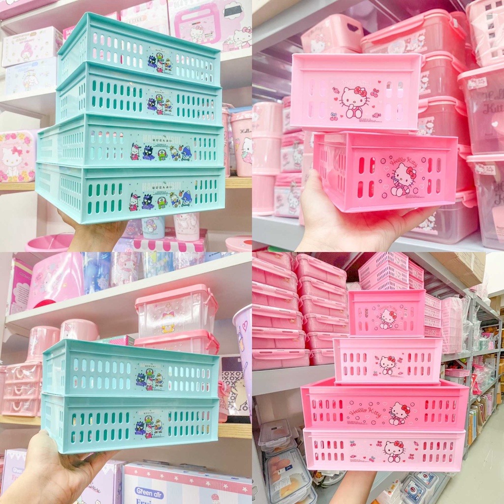 พร้อมส่ง | ตะกร้าเก็บของ อเนกประสงค์ กล่องเก็บของ ขนาด A4 A5 A6 Sanrio แท้ ซาริโอ้ คิตตี้ Kitty เคโระ แบดแบด