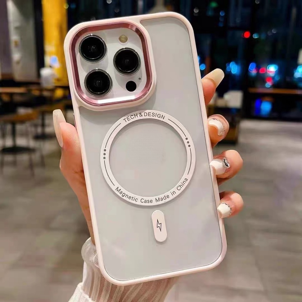 ใหม่ เคสโทรศัพท์มือถือแบบใส แม่เหล็ก ไร้สาย พรีเมี่ยม สีแคนดี้ สําหรับ iPhone 15 Pro Max 14 Plus 13 12 Mini 11 XS XR 7 8