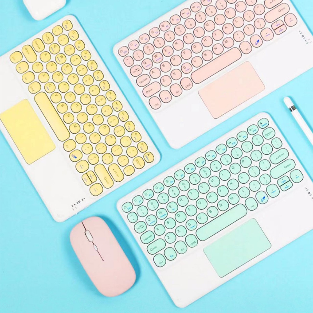 keyboard bluetooth ชาร์จแบตได้ wireless เมาส์ไร้เสียงคลิก silent mouse ไอแพด แท็บเล็ต ดบลูทูธ แป้นไท