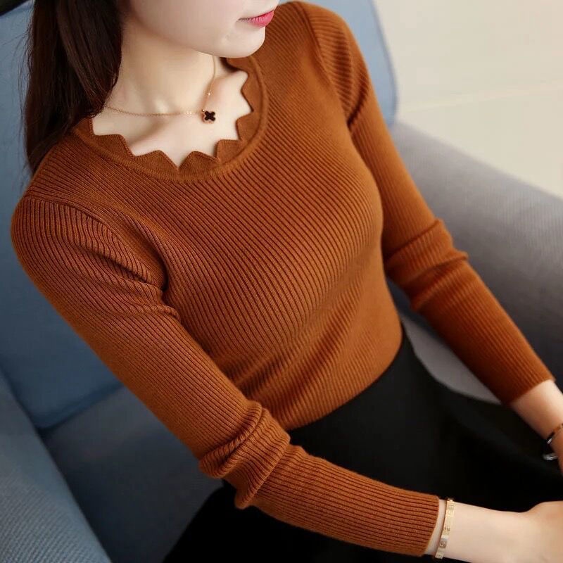 เสื้อยืดแขนยาวลําลอง แบบสวมหัว สีพื้น แฟชั่นฤดูใบไม้ร่วง สําหรับผู้หญิง